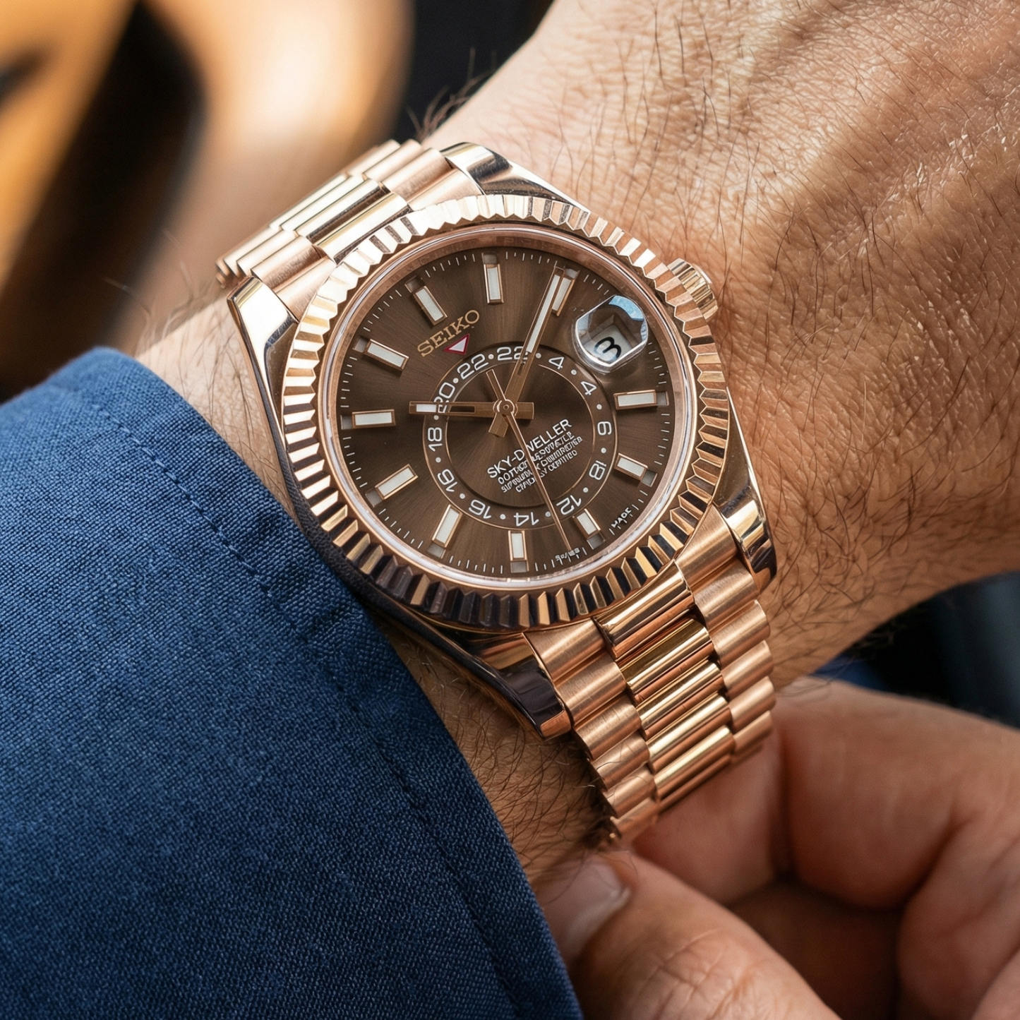 SEIKDWELLER MOD - Rose Gold Chocolate