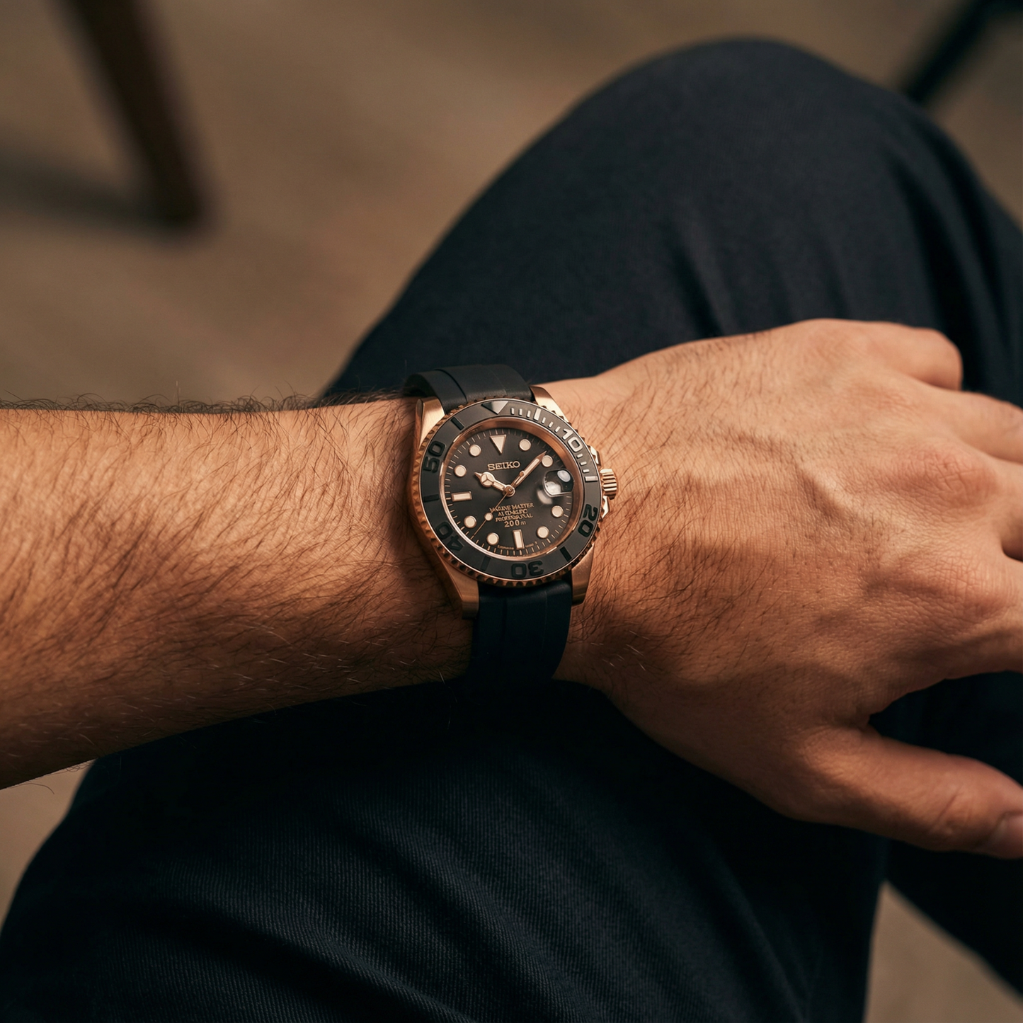 SEIKOMARINER MOD - ROSE GOLD BLACK